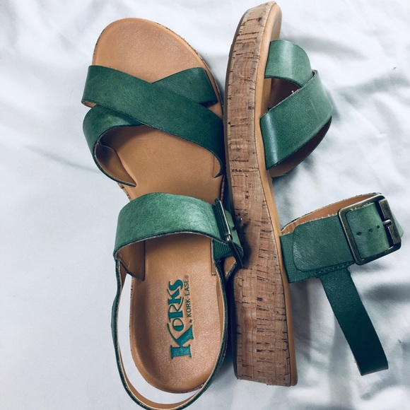 Kork-Ease Shoes | New Korks Emerald Green Leather Strappy Sandals | Poshmark
